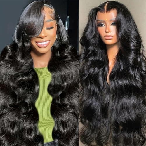 GBUN 13x6 Lace Front Wigs Human Hair 28 Inch Body Wave HD Lace Front Wigs Human Hair Pre Plucked 200 Density with Baby hair Transparent Lace Frontal Wigs for Women Natural Color - Image 1