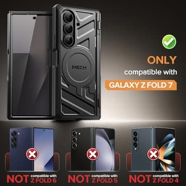 TONGATE for Galaxy Z Fold 7 Case with Privacy Screen Protector, [Compatible with MagSafe][Anti Spy] Shockproof Phone Case, Built-in Stand & Belt Clip & Hinge Cover for Samsung Z Fold 7 2025 8", Black - Image 2