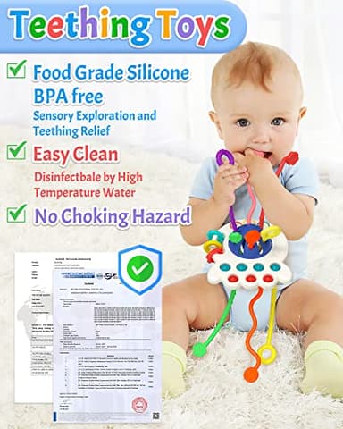 Yetonamr Baby Sensory Montessori Toys for 6-12-18 Months, Pull String Developmental Toys, Toddler Birthday Gift Travel Toy for 1 2 Year Old Boy Girl Infant 8 9 10 Months Old - Image 4