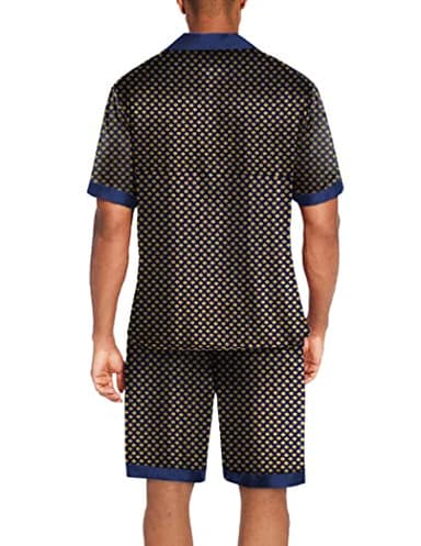 Ekouaer Men Satin Silk Pajamas Set with Pockets Sleepwear Shorts Satin Summer Loungewear 2 Piece Button Down Set S-3XL - Image 3