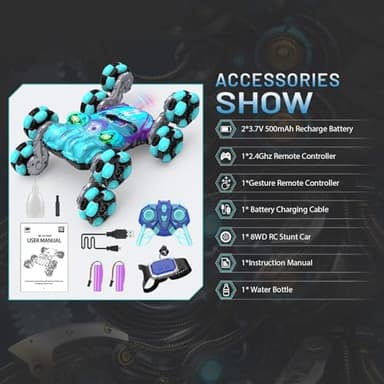 Paaxido 8WD Gesture Sensing RC Stunt Car, Boys Toys with Spray & Light, Hand Controlled RC Car Toys Gift for Kids Boys Age 8-12 - Image 7