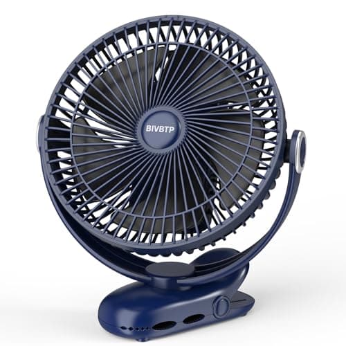 BIVBTP 12000mAh Clip on Fan 30H Longest Runtime, 8in Portable Fan Rechargeable, Ultra Quiet with Heavy-Duty Clamp, USB Desk Fans for Golf Cart,Office Desk, Treadmill, Camping, Bedroom - Image 1