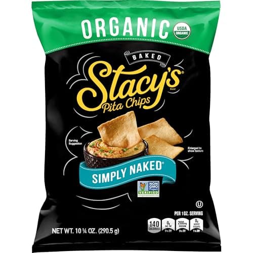 Stacy's Pita Chips, Organic Simply Naked Baked Chips, 10.25 Oz Snack Bag - Image 1