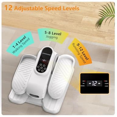DamKee Under Desk Elliptical Exercise Machine, Electric Ellipse Leg Exerciser As Seen On TV, 12 Speed Foot Leg Exerciser While Sitting for Seniors, Portable Mini Seated Pedal Exerciser for Home Office - Image 5