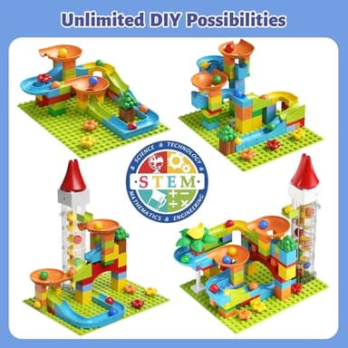 Marble Run Toy Motorized Elevator Marble Maze Kit with Perpetual Motion Machine, Building Block Educational Construction Game Playset STEM Learning Hand Eye Coordination Training Unlimited DIY - Image 4