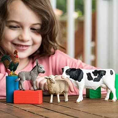 Schleich Farm World - Starter Set, Includes 4 x Collectible Toy Farm Animals, Cow, Sheep, Donkey Foal and Rooster Farm Animal Toys for Kids Ages 3+ - Image 2