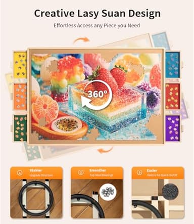 Join&Joy 1500 Piece Puzzle Board Pro, with 6 Drawers & Cover, 34" x 25", Sort-Wise Colorful Felt Drawers, Wooden Jigsaw Puzzle Board, Birthday Gifts for Mom - Image 4