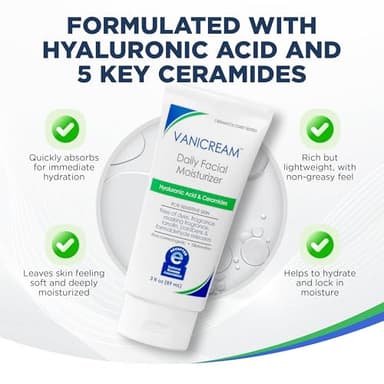 Vanicream Daily Facial Moisturizer With Ceramides and Hyaluronic Acid - Formulated Without Common Irritants for Those with Sensitive Skin, 3 fl oz (Pack of 1) - Image 3