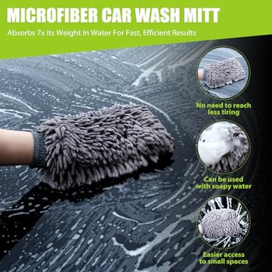 2 Pack 1300 GSM Car Drying Towel, Microfiber Towels for Cars - 36" x 24" & 16" x 16", Ultra-Absorbent, Streak Free, Premium Double Twisted-Loop Microfiber Cleaning Cloth with Car Wash Mitt - Image 6