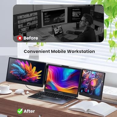 Fagomfer 12'' Triple Screen Extender - Ultra Slim 1080P FHD IPS Portable Monitor With Stand for Laptop, Compatible With Mac Windows Linux Switch PS4/5 - Image 7