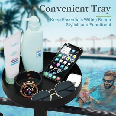 YACONA Pool Towel Rack Outdoor with Built-in Tray – Adjustable, Heavy-Duty Towel Racks & Storage for Backyards - Image 3