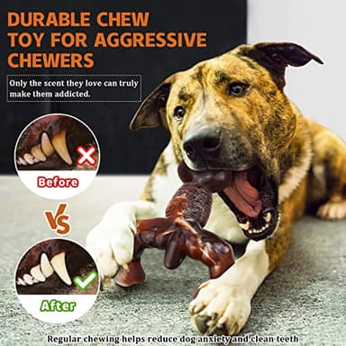 MOXIKIA Dog Chew Toys for Aggressive Chewers Almost Indestructible Dog Toys,Bacon Flavor,Tough Dog Bone Toys for Medium/Large Breed Dogs,Best Chew Toys to Keep Them Busy - Image 3