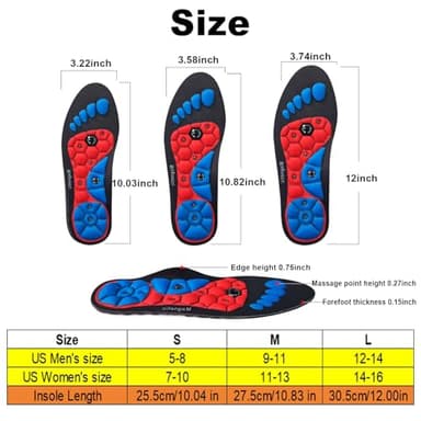 Orthopedic Acupressure Insoles, Reflexology Massage Insoles for Pain Relief, Comfortable Support for Daily Use, Comfortable Foot Support for Men and Women (Red Black, M:9-11) - Image 2