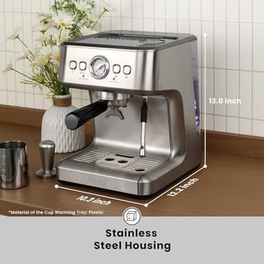 Gevi EzBru 1000C Commercial Grade Espresso Machine | 20Bar Pump + PID Temp Control (Adjustable Shot/Temp) | 58mm Portafilter w/Pressure Gauge | 2.2L Tank & Barista Kit | Home & Café Use - Image 2