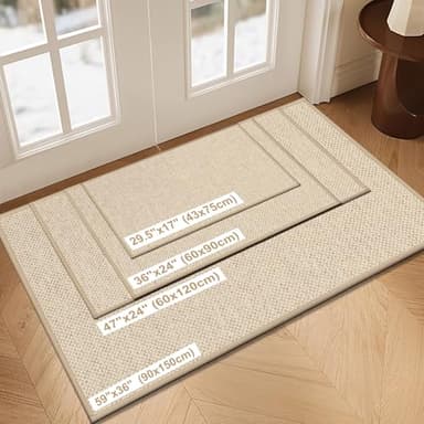 LEKEEPGO Door Mat 17"x29", Non Slip Door Mat Indoor Entrance, Rubber Backing Indoor Door mat Washable Absorbent Low-Profile Doormat Front Entryway Entry Resist Dirt Inside Door Mats, Khaki - Image 2