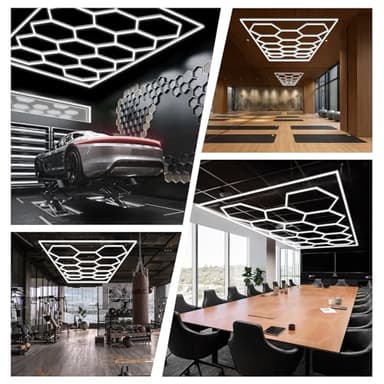 Hexagon Garage Lights 3 Level Dimmable, High Brightness 168W 5600 to 18480 Lumens 6500K Honeycomb Hexagon Led Garage Light 5 Grid for Garage, Auto Beauty Shop, Car Detailing Shop, Workshop - Image 7