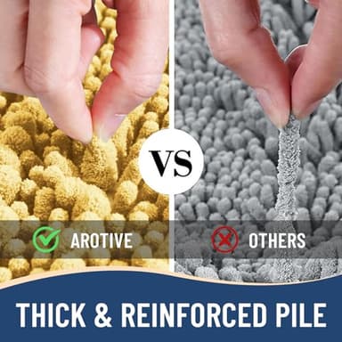 Arotive Luxury Chenille Bathroom Rug Mat, Extra Soft Thick Absorbent Shaggy Bath Rugs, Non-Slip Machine Wash Dry, Plush Bath Mats for Bathroom, Shower and Tub, 54x24, Yellow - Image 6