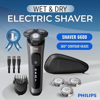 Philips Norelco Electric Shavers for Men, Rechargeable Wet/Dry Electric Shaver with SenseIQ Technology, Cordless Electric Razors for Men with Pop-up Trimmer, Travel Case - Image 2