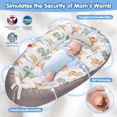 BUTOA Baby Lounger - Baby Lounger for Newborn 0-24 Months, Breathable & Soft Baby Nest, Portable and Lightweight Infant Lounger for Home and Travel, Ideal Newborn Babies Essentials Baby Shower Gifts - Image 2