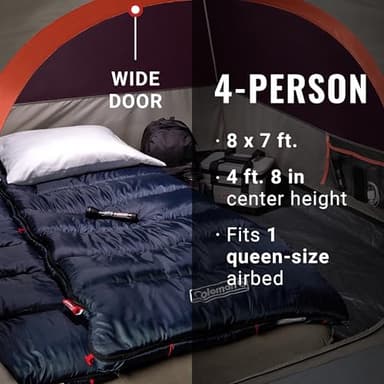 Coleman Skydome Tent with 5 Minute Setup, 2/4/6/8-Person Weatherproof Tent with Rainfly & Carry Bag, 20% More Headroom Than Traditional Canopies - Image 2