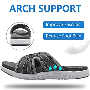 COFACE Mens Sport Recovery Sandals Plantar Fasciitis Soft Cushion Lightweight Orthotic Slides for Men Grey Size 11 - Image 3