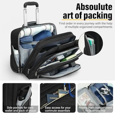 Coolife Rolling Laptop Briefcase 17.3 Inch Laptop Case Roller Computer Bag with Wheels Mobile Office Computer Brief - Image 3