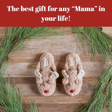 Dearfoams Women's Shay Giftable Holiday Themed Novelty Scuff Slipper, Reindeer, Medium - Image 4