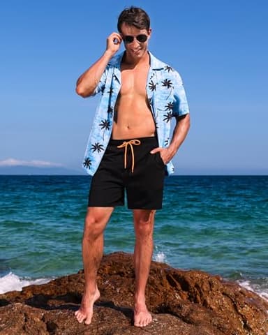 SILKWORLD Mens Swim Trunks with Compression Liner Quick-Dry Bathing Suit Swimming Shorts with Zipper Pockets,Black,Medium - Image 2