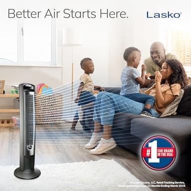 Lasko Oscillating Tower Fan with Remote, Quiet Floor Fans for Bedroom, 42", Silver T42951 - Image 2