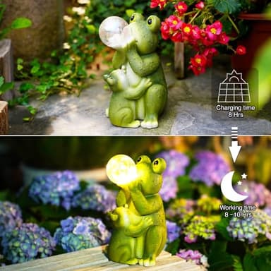 Goodeco Solar Frog Garden Statue - Outdoor Frog Decor with Solar LED Lights for Frog Lovers and Garden Enthusiasts - Ideal Gifts for Mom & Birthdays - Image 5
