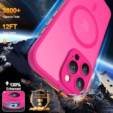 SEXYMOM Magnetic for iPhone 16 Pro Max Case with 2 Privacy Screen Protectors - Upgraded Camera Protection - Wireless Charging Compatible,21ft Drop Tested,Slim Fit Matte Phone Case - Hot Pink - Image 5