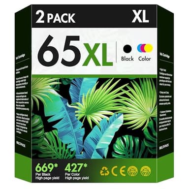 VOREDO Compatible 65XL Ink Cartridge Replacement for HP DeskJet 3700 3755 3752 3772, Envy 5055 5058 5052 5032 5000, Black, Tri-color, 2-Pack - Image 1