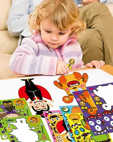 42 Sheets Halloween Party Favors Stickers for Kids, Halloween Crafts Make Your Own Stickers, Goodie Bag Fillers Toys Gifts Activities Games for Kids Party - Image 3