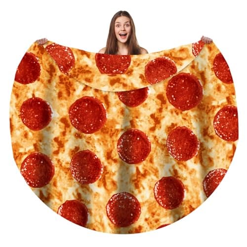 Bcareself Pizzas Blanket Adult Kdis Size 71 inches 2.0 Double Sided Funny Realistic Food Personalized Throw Blanket Novelty Gift for Everyone Soft Pepperoni Pizzas Blanket Soft Flannel - Image 1