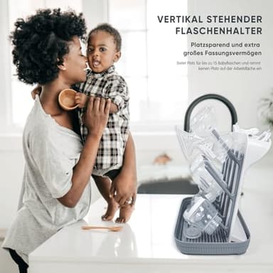 Termichy Baby Bottle Drying Rack: Large Vertical Bottle Dryer Rack Holder - Space Saving Standing Drying Rack for Baby Bottles and Pump Part Cleaning (Gray) - Image 8