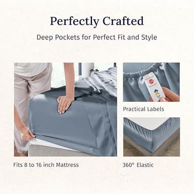 California Design Den California King Sheet Set - 100% Cotton, 600 Thread Count Deep Pocket Cal King Sheet Set, Luxury Soft Hotel-Quality Sheets with Sateen Weave - Pastel Blue - Image 5