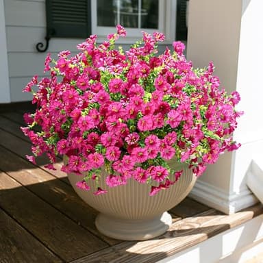 HyeFlora Artificial Flowers for Outdoors Fake Plants, 12 Bundles Faux Fuchsia Morning Glory UV Resistant Look Real Silk Flowers for Outside Planter Front Door Porch Patio Yard Fall Autumn Decoration - Image 7