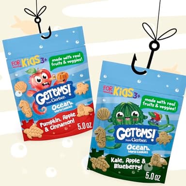 Get'ems! from Gerber Pumpkin, Apple & Cinnamon Ocean World Cookies, Kids Snack Made with Real Veggies & Fruits, Iron & Vitamin E - Image 8