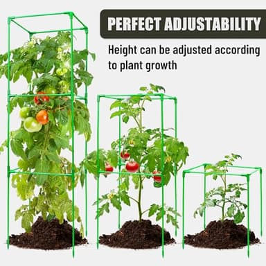warmfarm Pack 2 Tomato Trellis Plant Stand Made by Fiberglass Pole,47 Inches Heavy Duty Tomato Cages for Garden,Reusable Plant Support for Vegetable Garden, Vegetables, and Flowers - Image 4