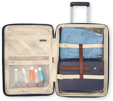 Virtuosa Hardside 21 Inch Carry On Luggage - Airline Approved with 360° Spinner Wheels, RightHeight™ Adjustable Handle - Zippered WetPak™ - TSA Lock - Expandable Light Polycarbonate Shell - Navy - Image 5