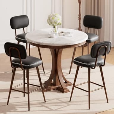 MALOL Swivel Bar Stools Set of 4, Mid Century PU Leather Counter Height Bar Chairs with Low Back and Metal Legs, Modern Bar Stool Chair for Kitchen Island, Black - Image 3