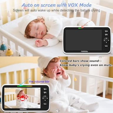 HelloBaby Digital Media Receiver for Car, 6'' World First IPS Split-Screen 30H Battery, No WiFi 2-Way Audio, Video, VOX, Double Cameras Pan-Tilt-Zoom, Night Vision, 8 Lullabies, 1000ft for Car - Image 5