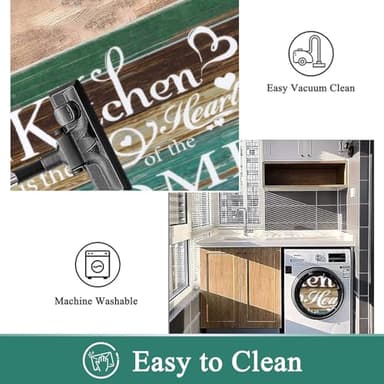 Vaukki Boho Kitchen Rug Sets 3 Pieces, Washable Kitchen Mats for Floor, Non Slip Soft Kitchen Area Rug Floor Mat for Kitchen, Laundry Room and Hallway (Teal, 20''x32''+20''x47''+20''x59'') - Image 5