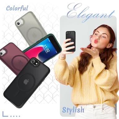 YENAPOON for iPhone SE Case 2022(3rd)/2020(2nd), iPhone 8/7 Case, with 1 Screen Protector, Matte Magnetic Slim Phone Cover, Support for Magsafe, Shockproof Protection Translucent Frosted Back,Black - Image 6