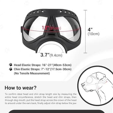 Namsan Dog Goggles for Large Dogs, Wide Snout & Soft Frame, Tactical Driving Sunglasses for Dogs Medium to Large Breed, Anti-UV Dog Eye Protection, Windproof Dustproof, Adjustable, Black - Image 4