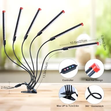 GameChanger! 54W, NOT 15W, 6Head Strong Clip Grow Lights for Indoor Plants with Timer, Best Gift for Plants Lover, LED Plant Growing Lamp for Houseplants, Bonsai, Seed Starting, Seedlings, VEG, Flower - Image 6