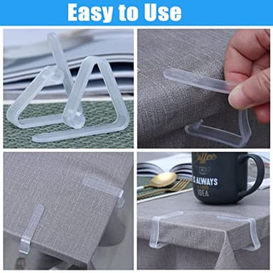 Kitnish 32 Pcs Tablecloth Clips,Clear Plastic Tablecloth Clips, Plastic Table Cloth Hold Down Clips Table Cloth Holder for Meeting Party Indoor Outdoor Events - Image 8