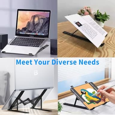 Laptop Stand for Desk, Ergonomic Design Adjustable Aluminum Foldable Portable Computer Stand, Compatible with MacBook Air Pro, HP, Lenovo, Dell, More 10-15.6”Inch and Tablets (Black) - Image 6