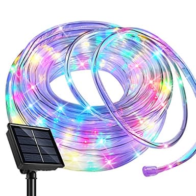 SINGCHUNGTE Solar Colorful Rope Lights, 66Ft 200 LED Waterproof Rope Lights for Outside, Solar Rope Light Outdoor Indoor, Rope Light for Outdoor Wedding Garden Holiday Lights Decoration(Multicolor) - Image 1