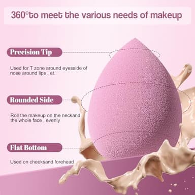 Makeup Sponge Set BS-MALL Triangle Puff 14 Pcs for Liquid, Cream, and Powder, Multi-colored Makeup Sponges and Mini Sponge with Case (A-Purple) - Image 2